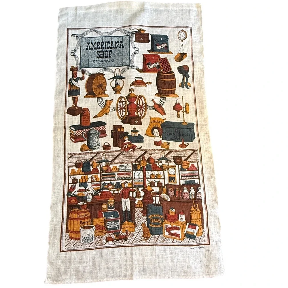 Vintage Kay Dee Handprints Parducci Wine Cellars Linen Tea Towel Grapes‎ 17x29